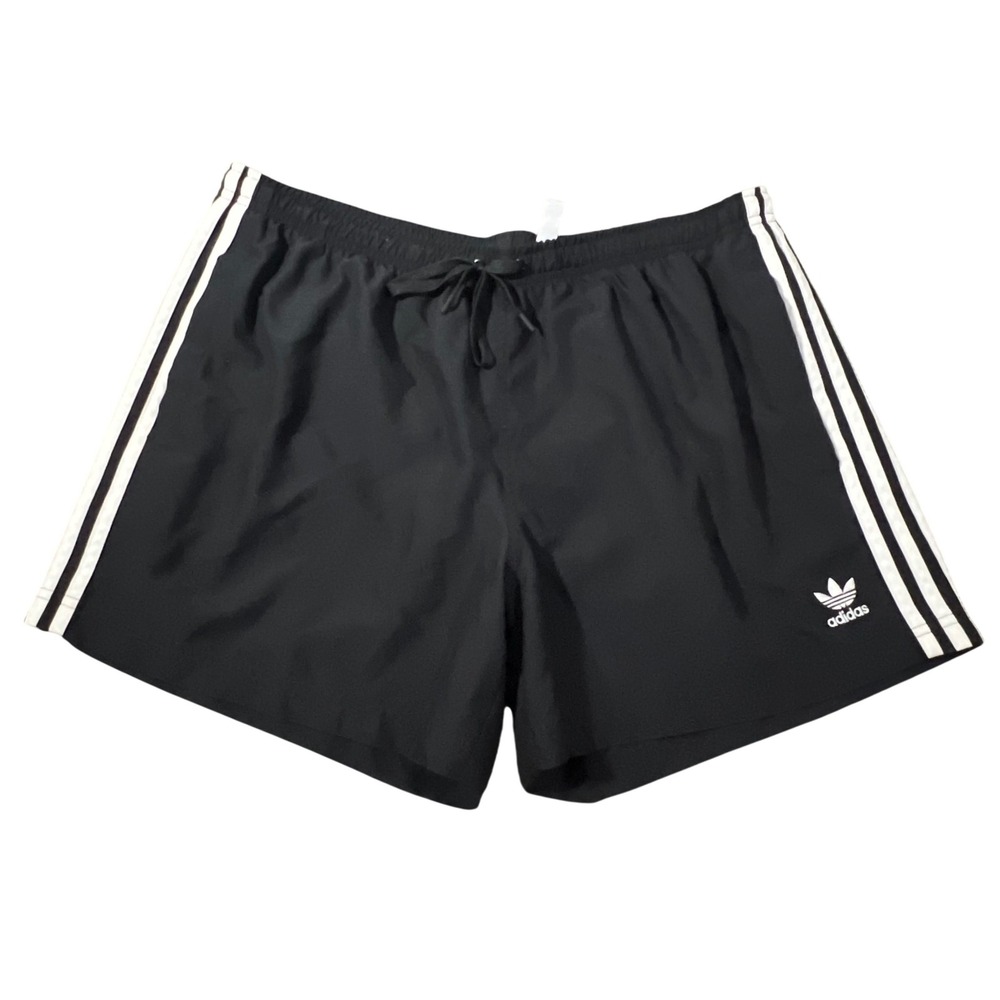 Adidas Swim Shorts Men XL Black 3-Stripe Trefoil Logo Mesh Lined JD0957